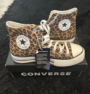 CONVERSE Ctas Lift platform leopard suede shoes sneakers women’s 7.5 new
